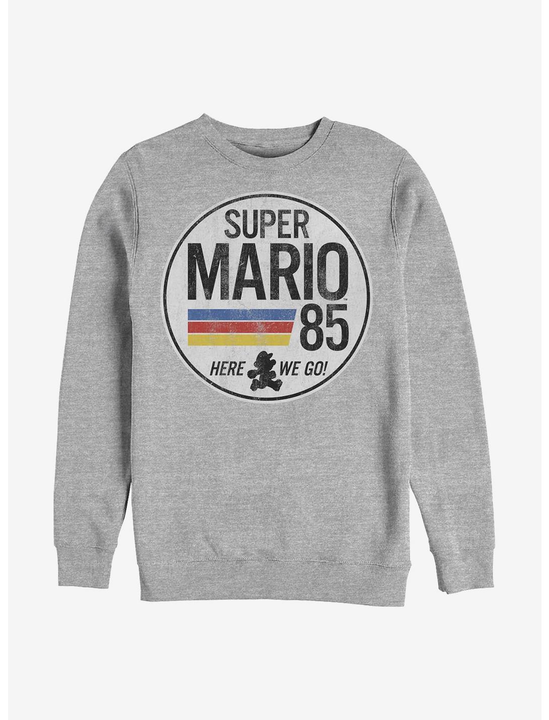 Nintendo Mario Here We Go Crew Sweatshirt, ATH HTR, hi-res