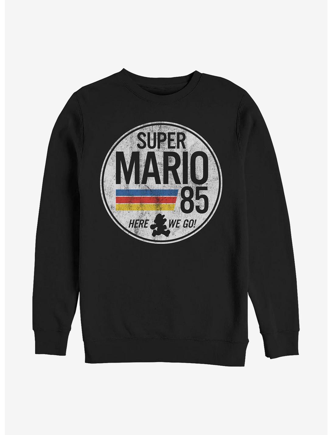 Nintendo Mario Here We Go Crew Sweatshirt, BLACK, hi-res
