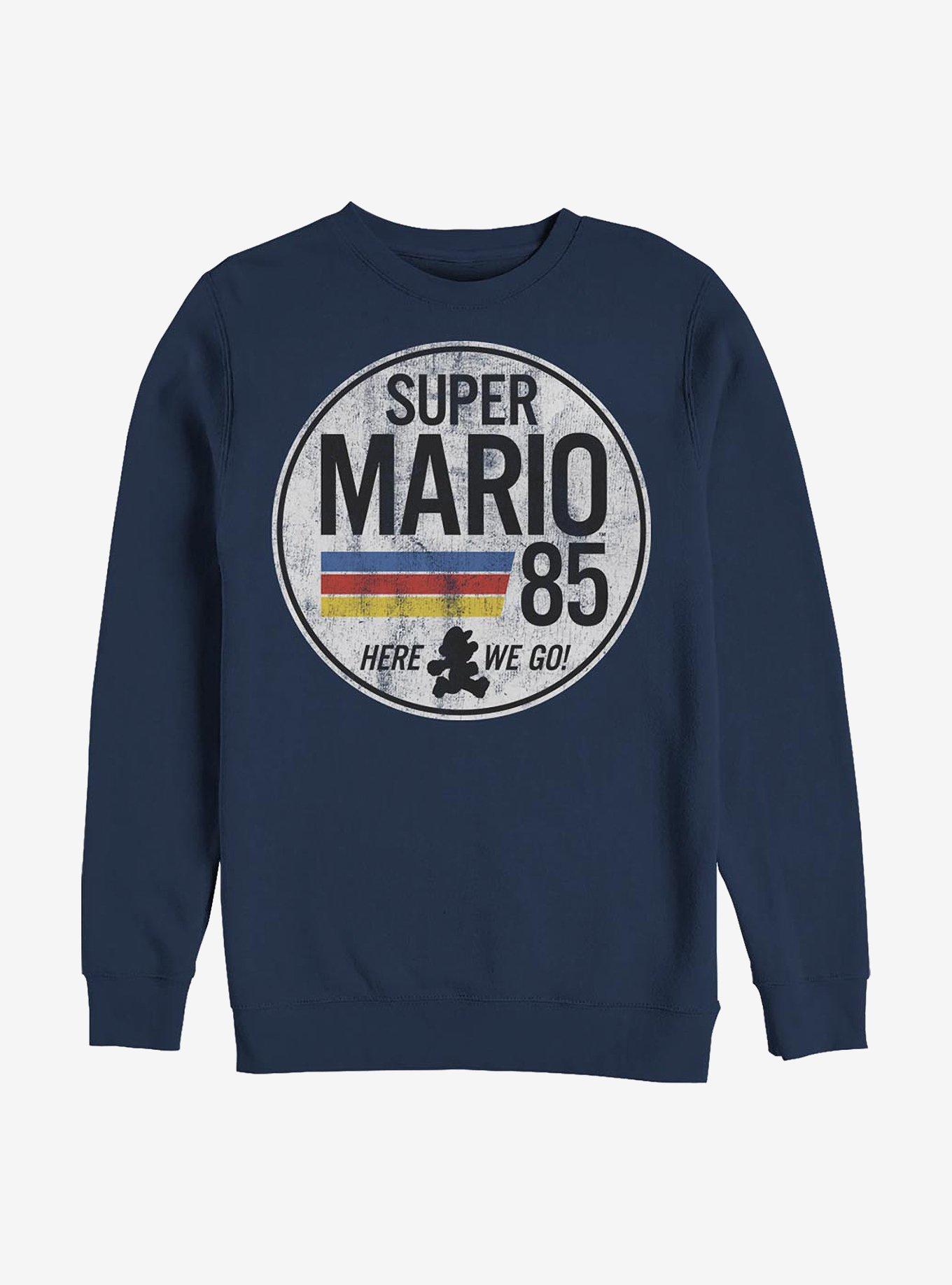 Nintendo Mario Here We Go Crew Sweatshirt, NAVY, hi-res