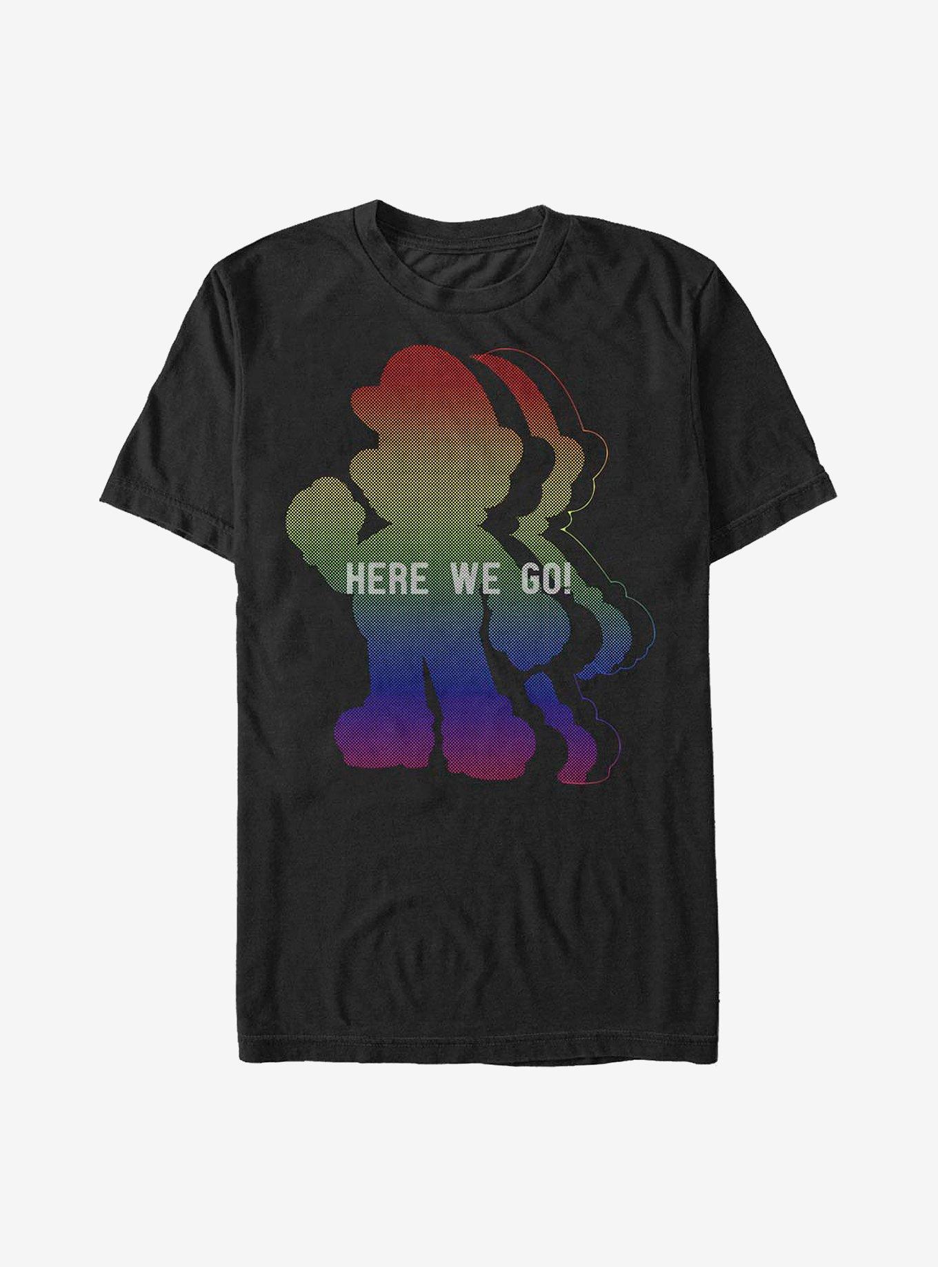 Nintendo Mario Rainbow Here We Go T-Shirt, BLACK, hi-res