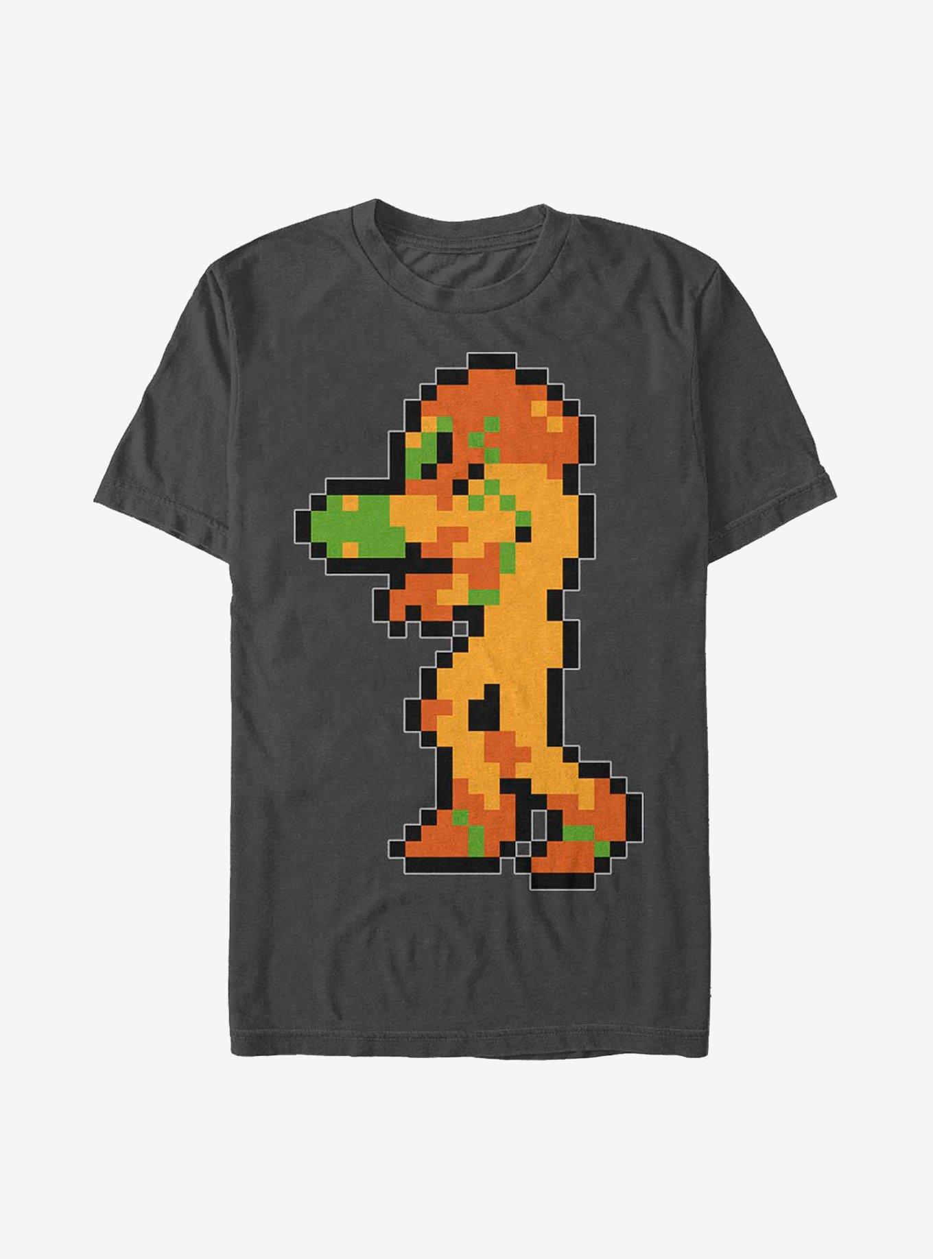 Nintendo Metroid Samus Pixels T-Shirt, CHARCOAL, hi-res
