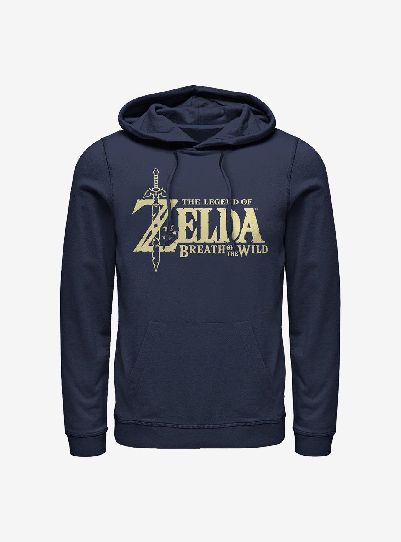 Nintendo Zelda Breath Of The Wild Logo Hoodie, NAVY, hi-res