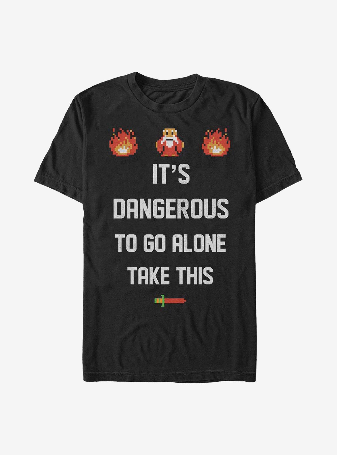 Nintendo Zelda It's Dangerous T-Shirt, BLACK, hi-res