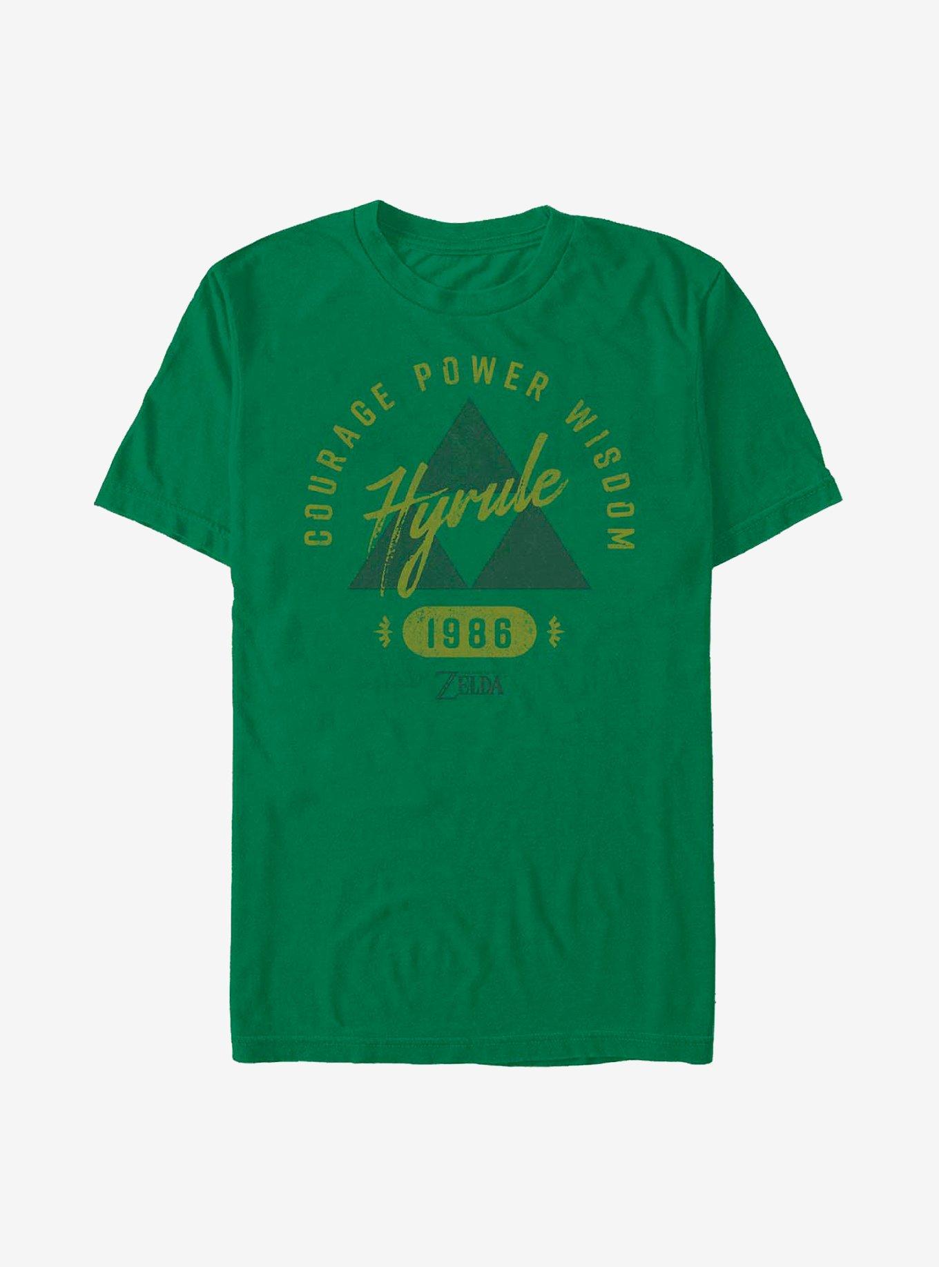 The Legend Of Zelda Vintage Athletic Triforce 1986 T-Shirt, KELLY, hi-res