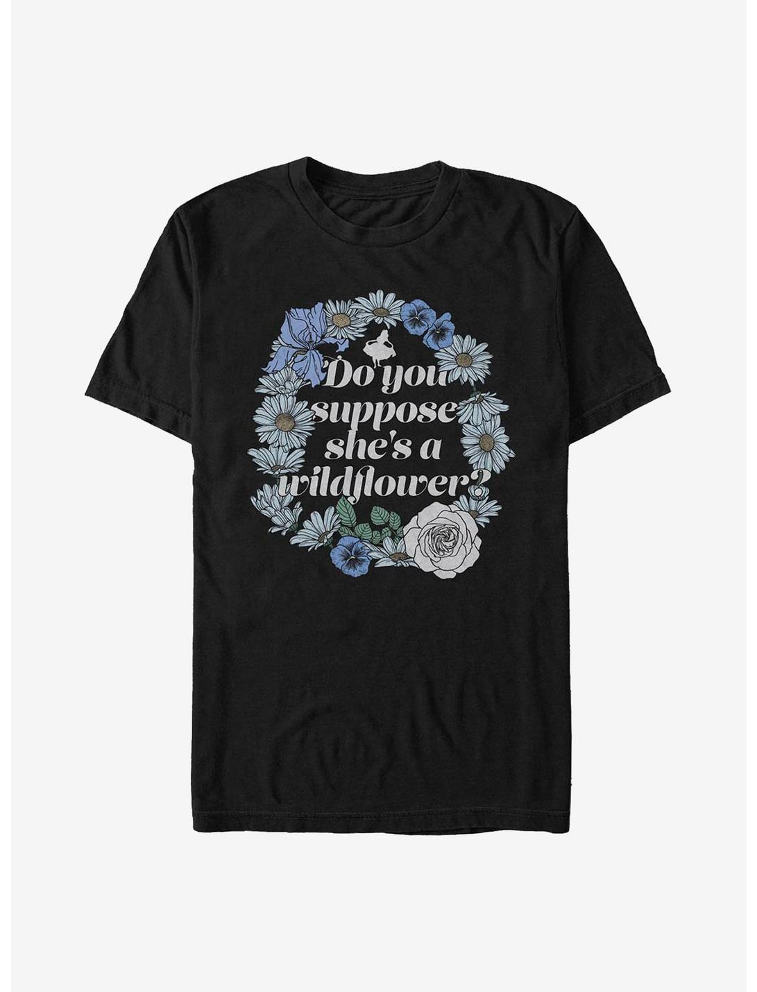 Disney Alice In Wonderland Wildflowers T-Shirt, BLACK, hi-res