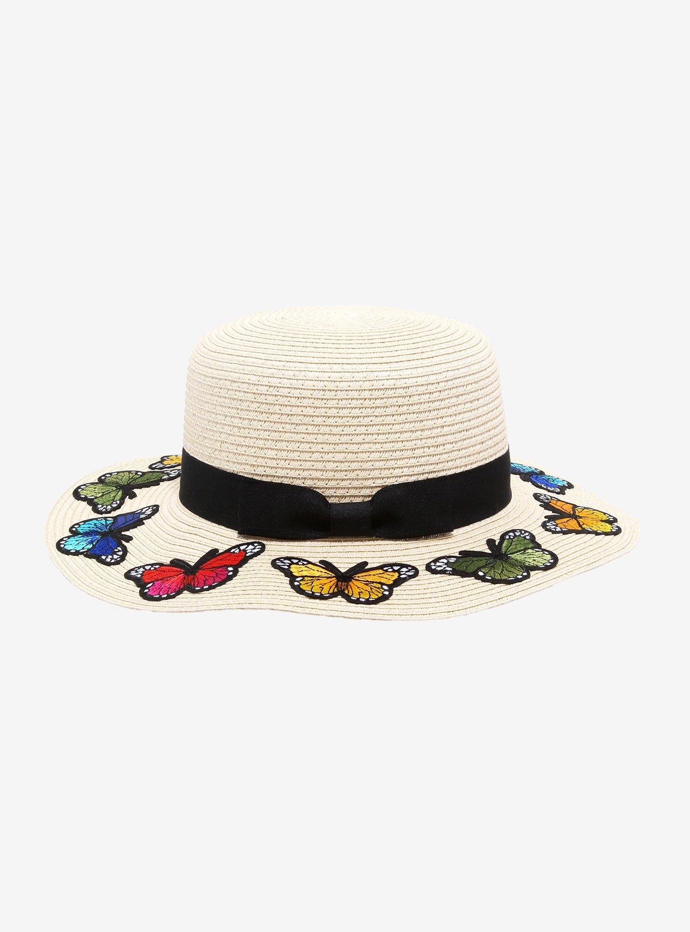 Butterfly Floppy Straw Hat, , hi-res