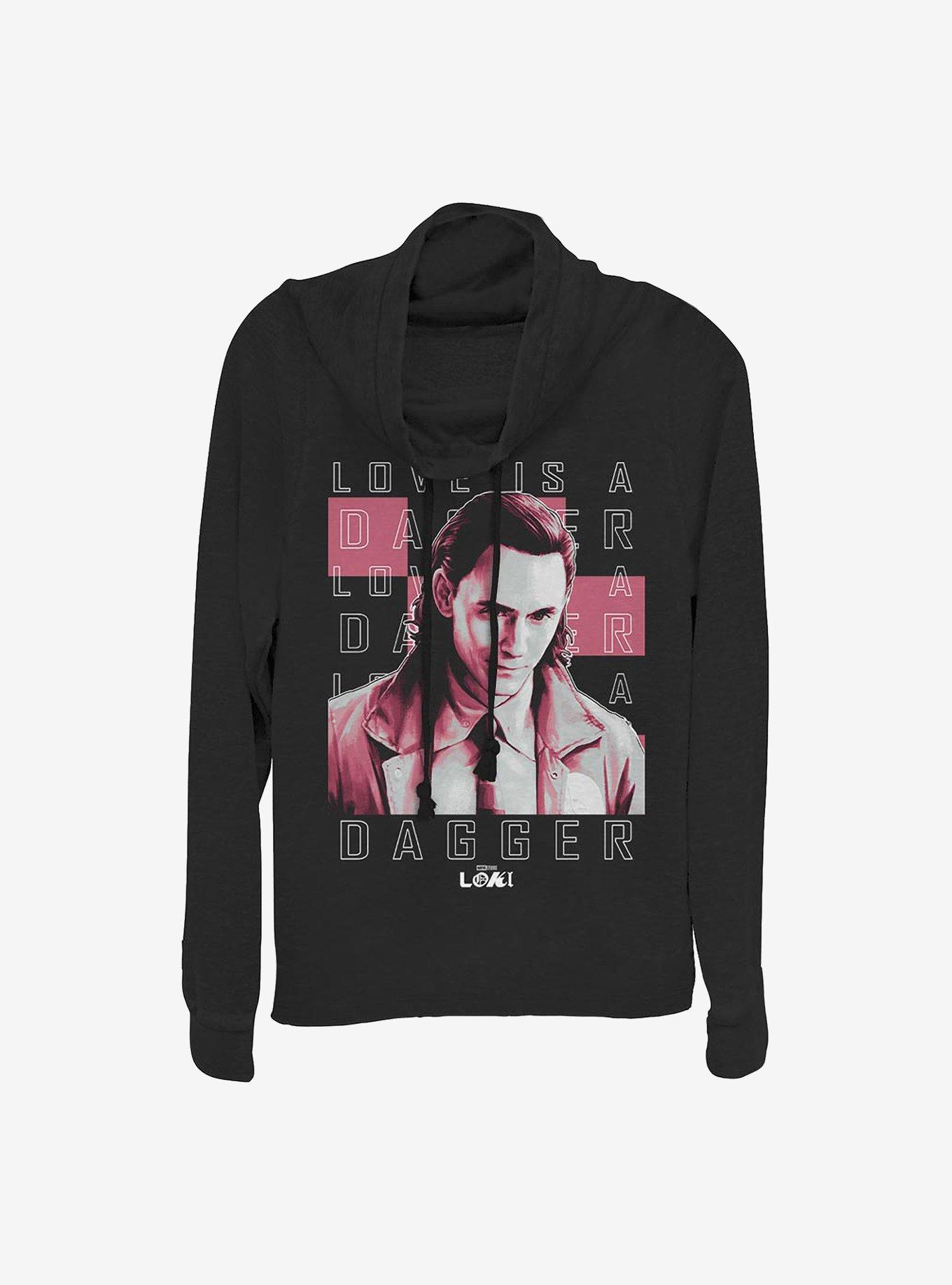 Marvel Loki Love Is A Dagger Cowlneck Long-Sleeve Girls Top, , hi-res