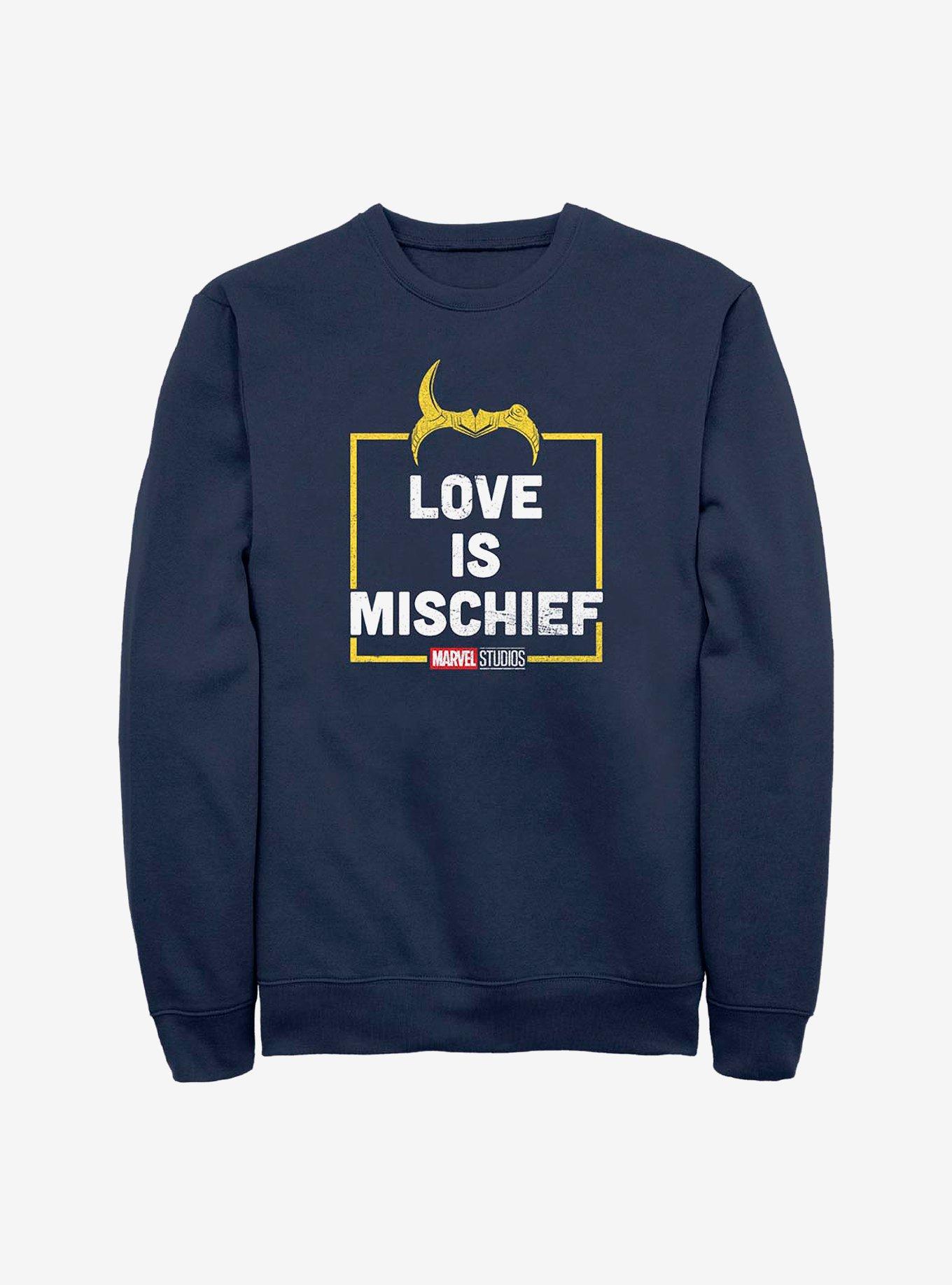 Marvel Loki Love Is Mischief Crew Sweatshirt, NAVY, hi-res