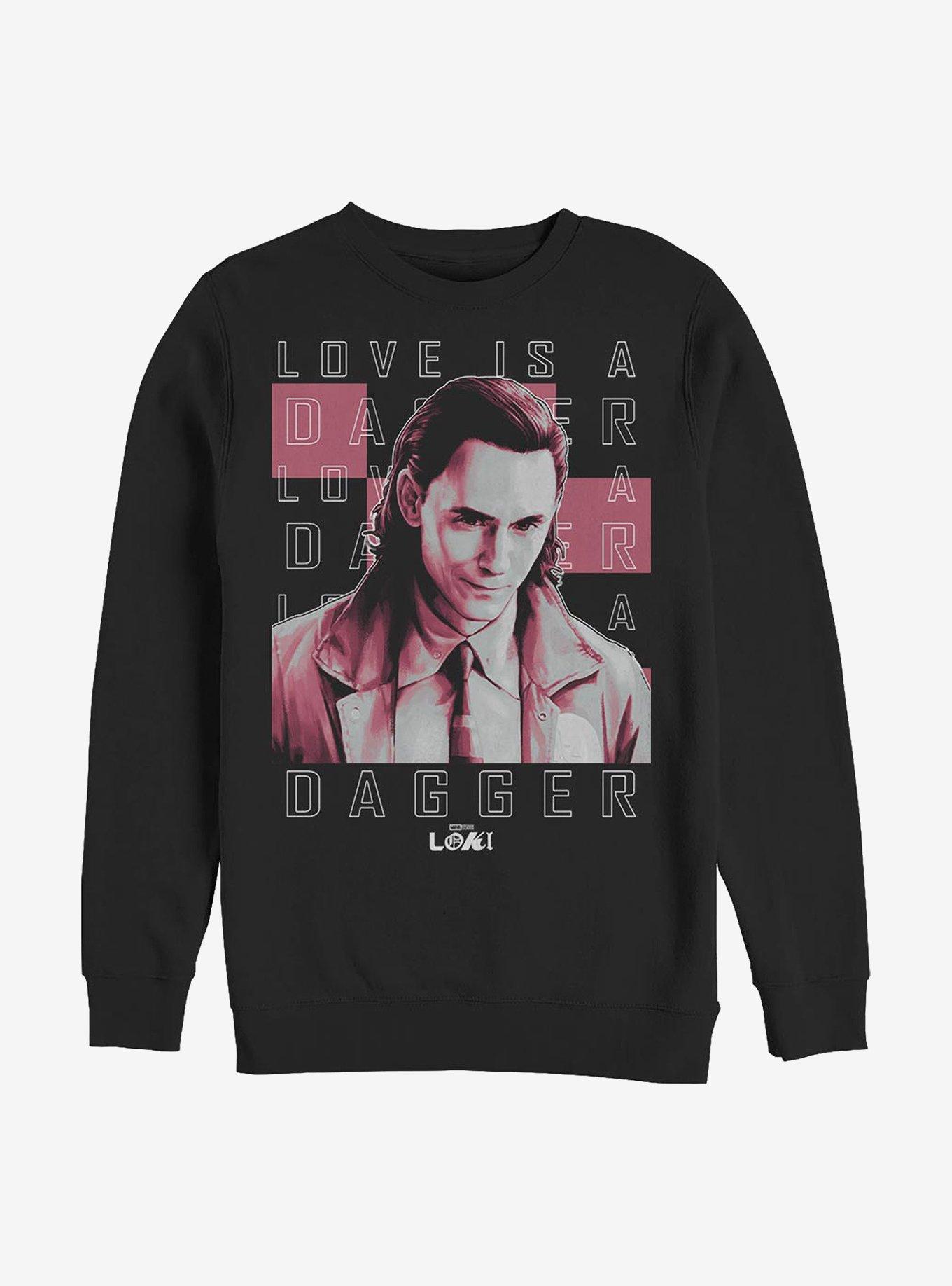 Marvel Loki Love Is A Dagger Crew Sweatshirt, BLACK, hi-res