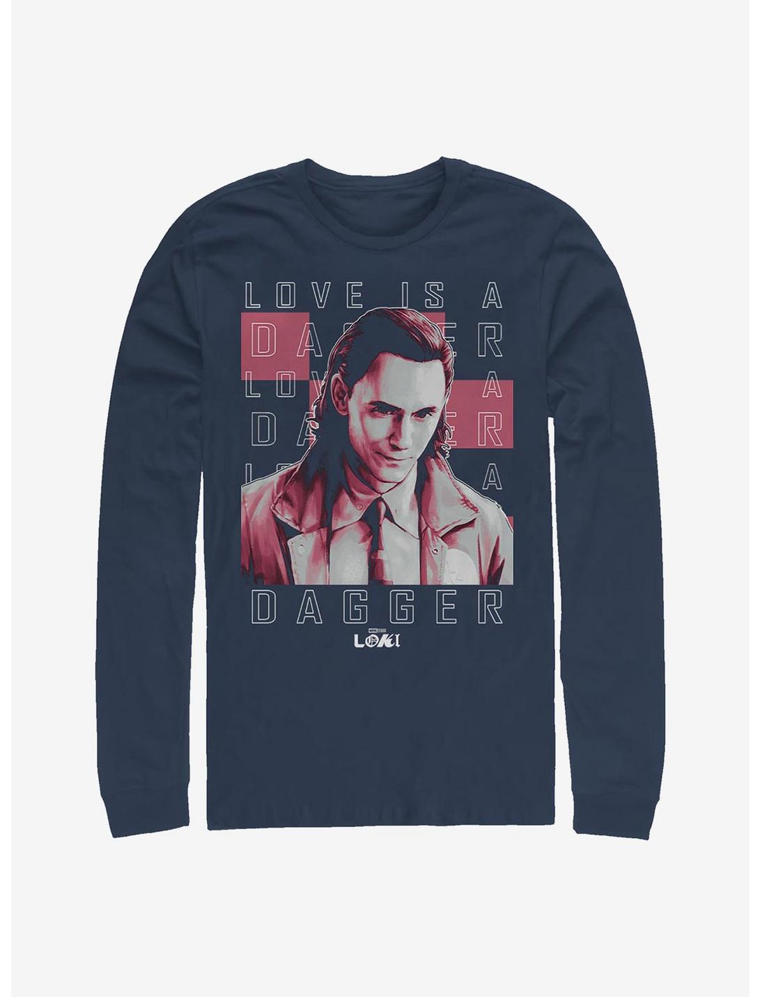 Marvel Loki Love Is A Dagger Long-Sleeve T-Shirt, NAVY, hi-res