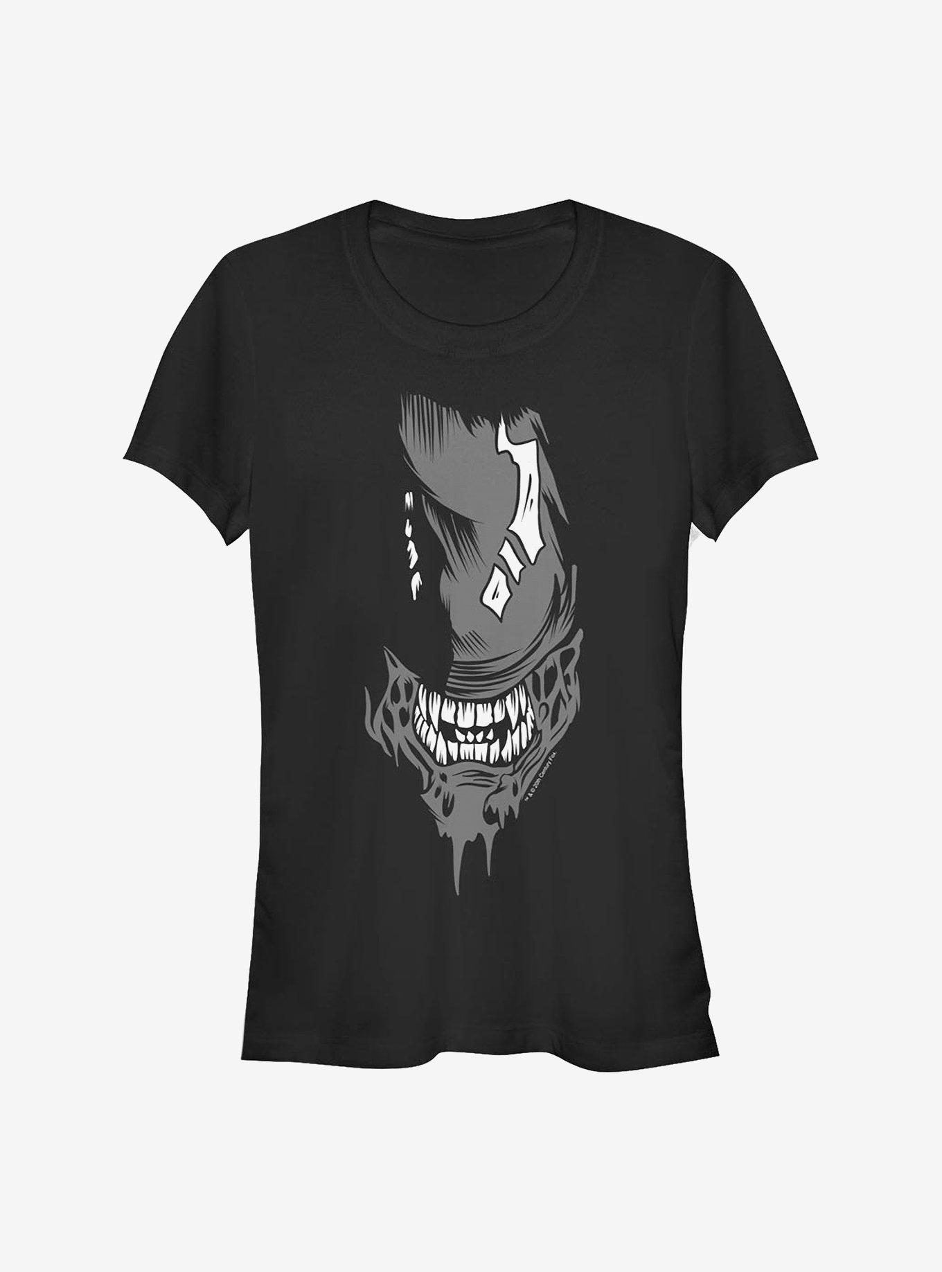 Alien Big Face Girls T-Shirt, BLACK, hi-res