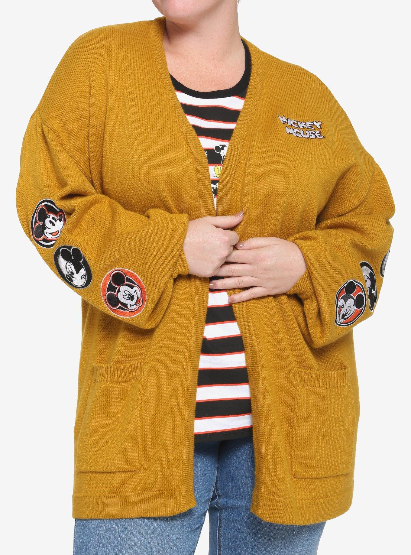 Her Universe Disney Mickey Mouse Mustard Girls Open Cardigan Plus Size, MULTI, hi-res