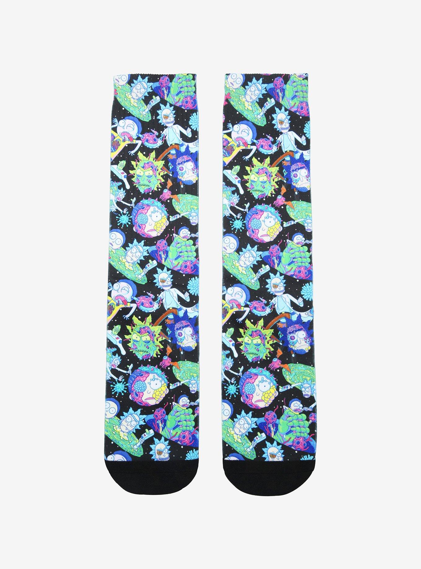 Rick And Morty Neon Space Crew Socks, , hi-res