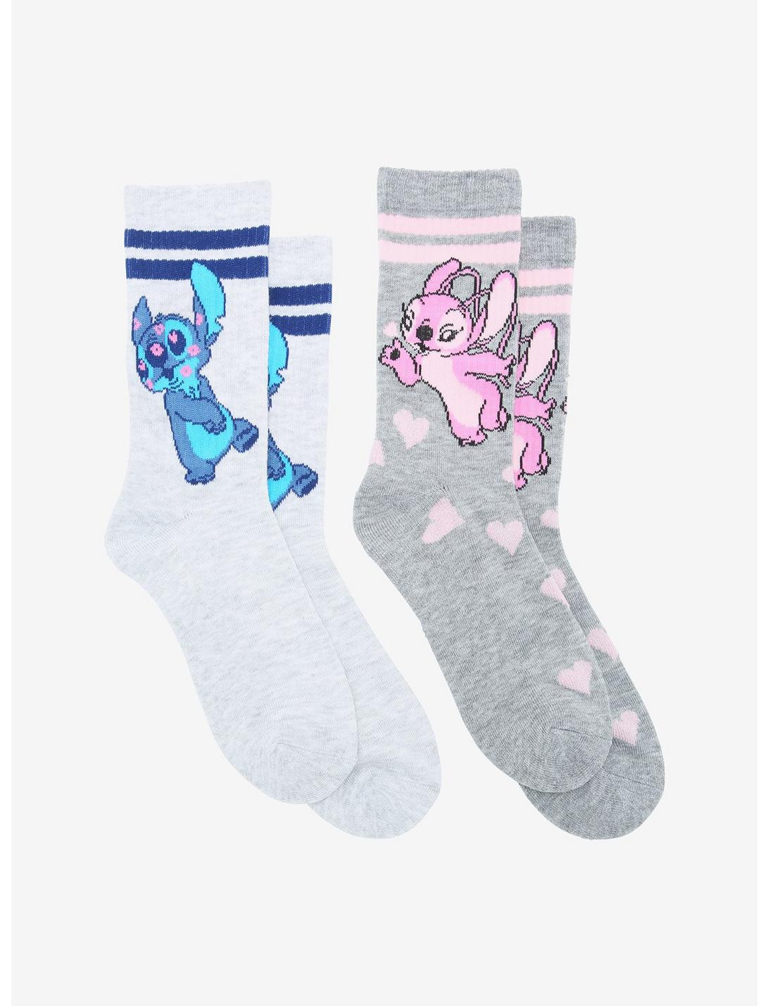 Disney Lilo & Stitch Stripe Hearts Crew Socks 2 Pair, , hi-res
