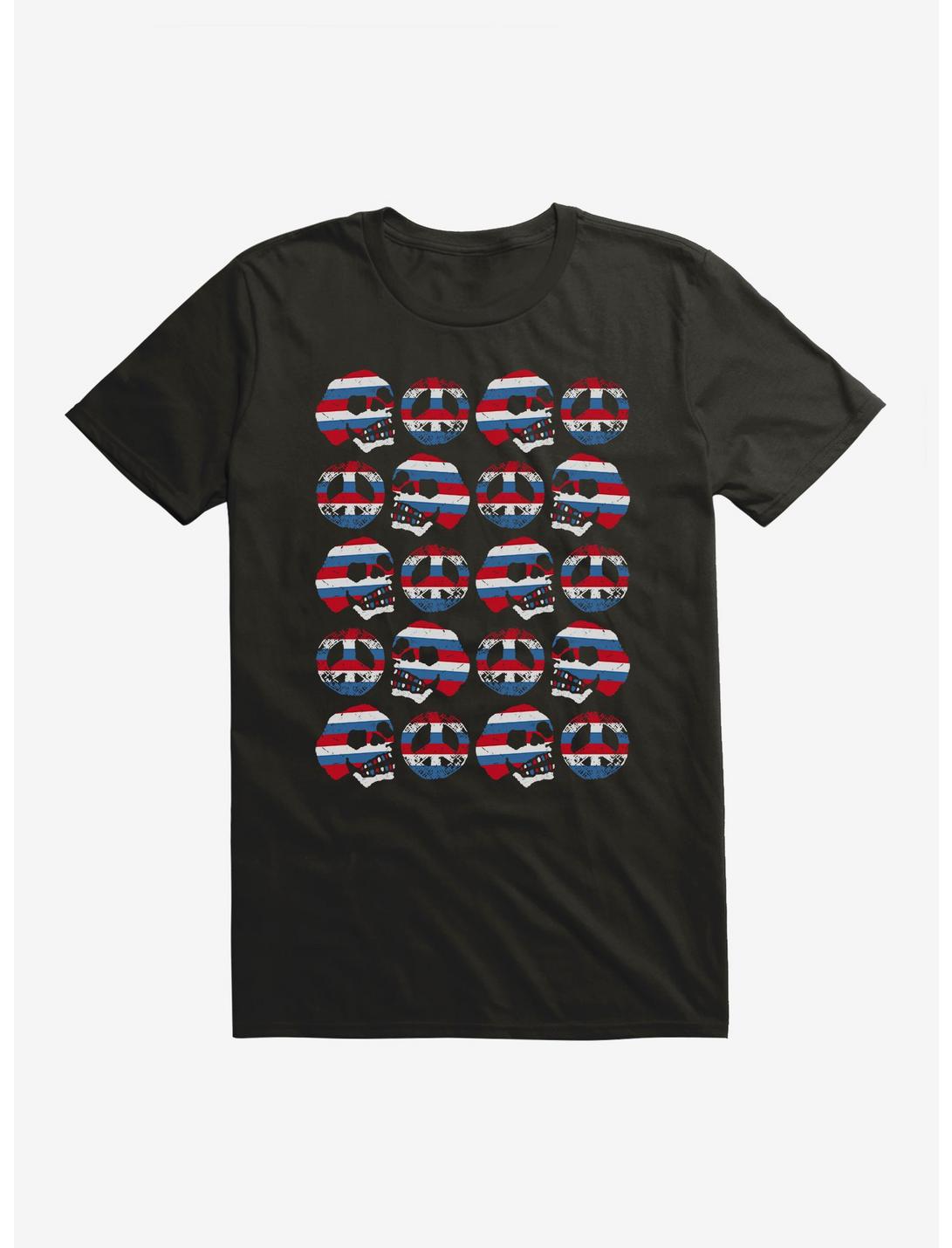 iCreate Americana Skulls And Peace Grid T-Shirt, , hi-res