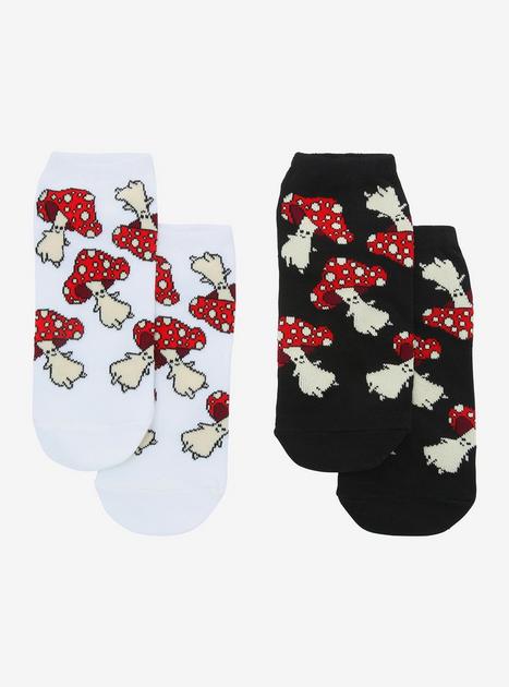 Black & White Mushroom No-Show Socks 2 Pair | Hot Topic