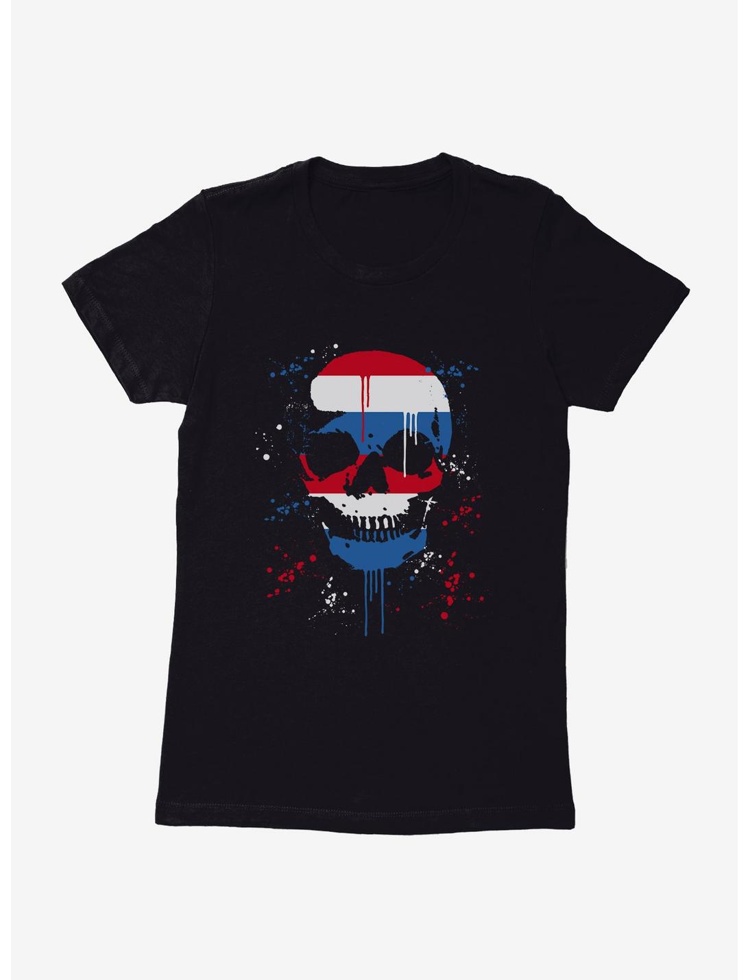 iCreate Americana Skull Paint Splatter Womens T-Shirt, , hi-res
