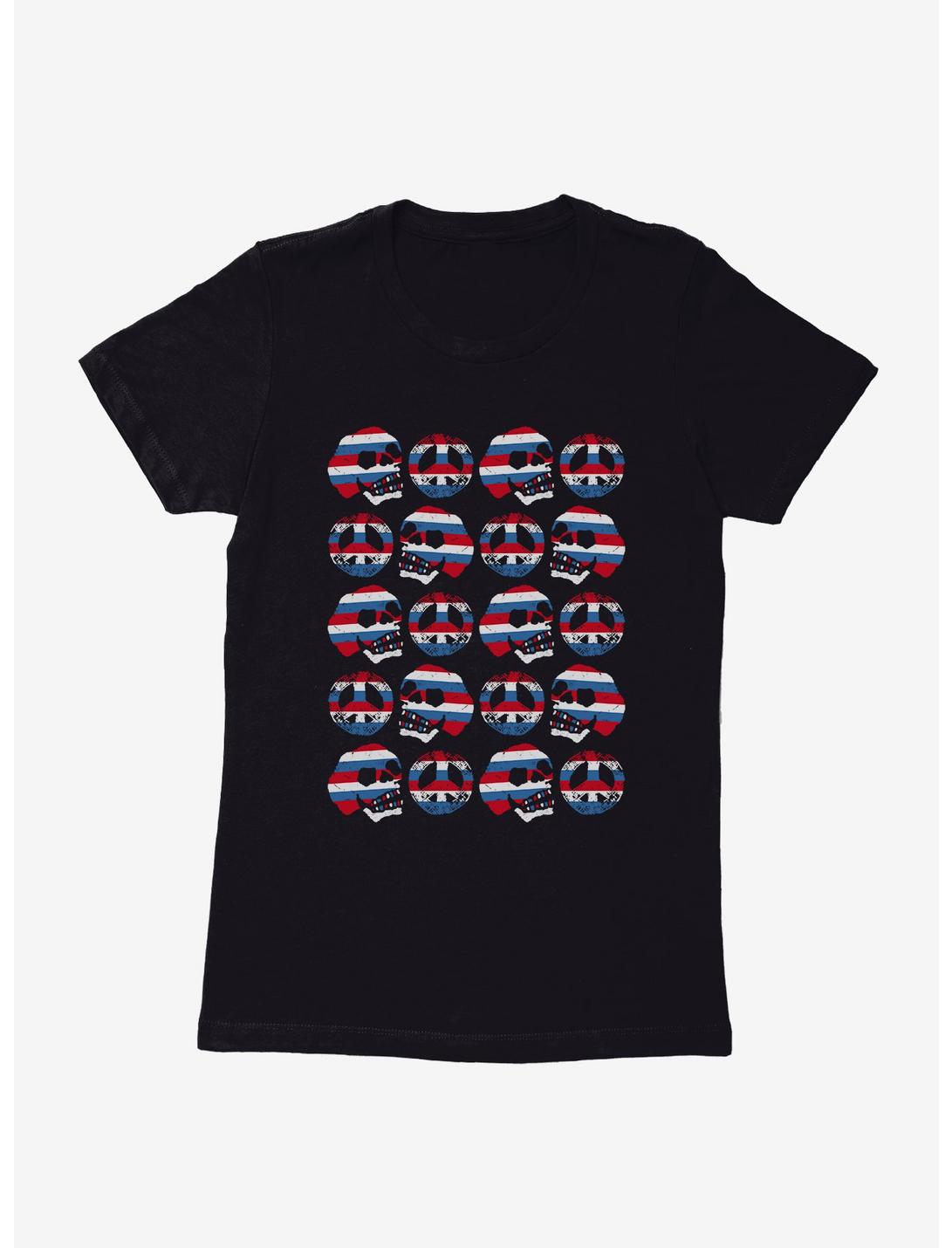 iCreate Americana Skulls And Peace Grid Womens T-Shirt, , hi-res