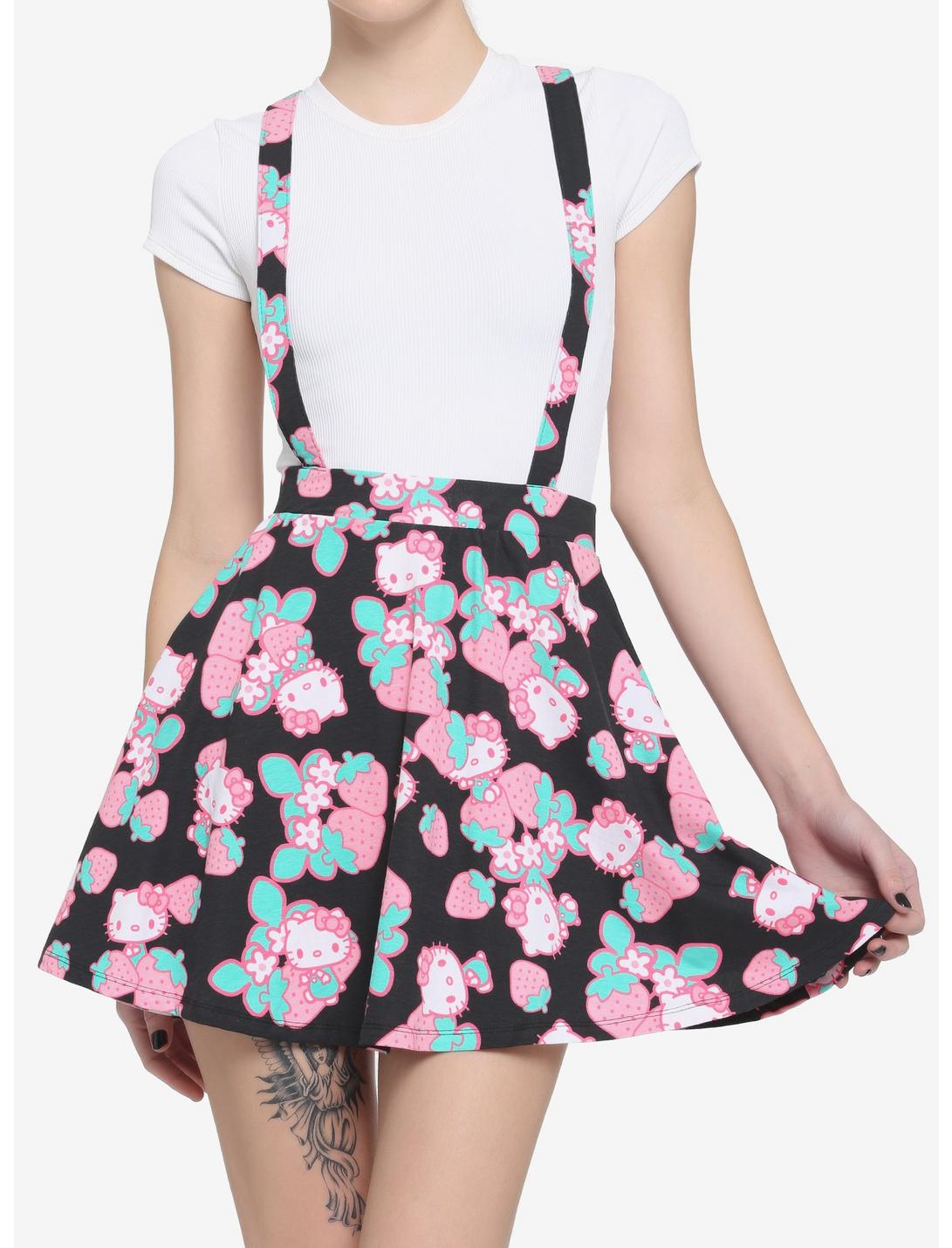 Hello Kitty Strawberry Suspender Skirt, MULTI, hi-res