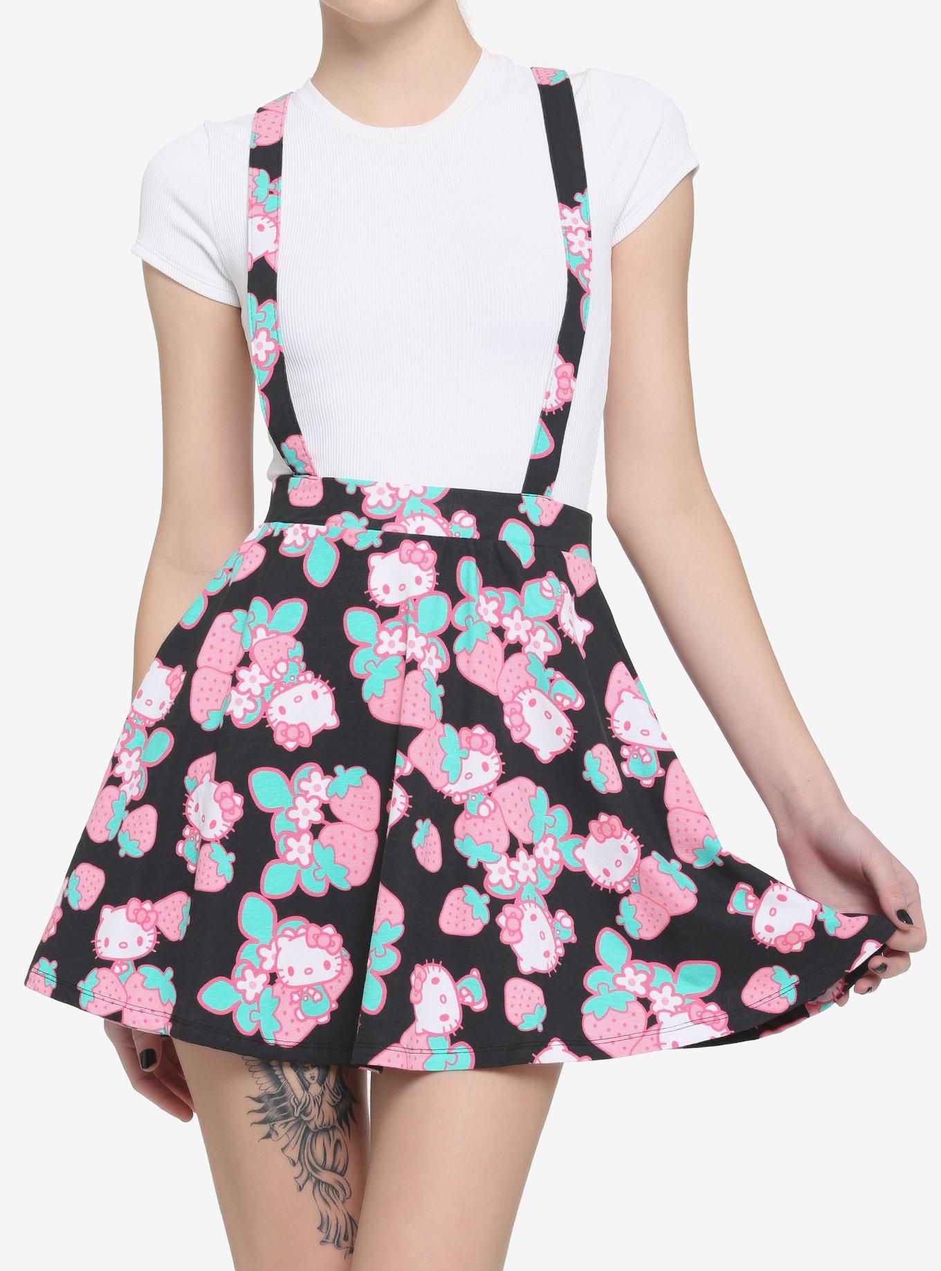 Hello Kitty Strawberry Suspender Skirt, MULTI, hi-res
