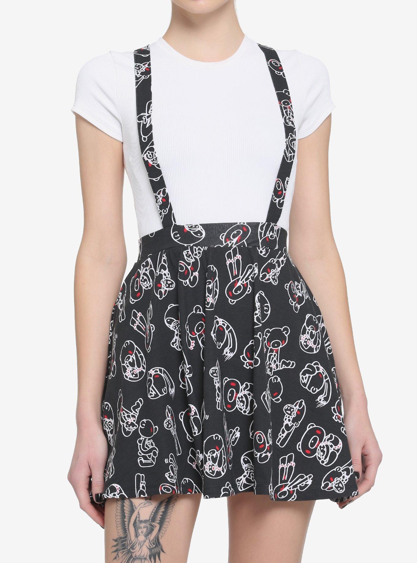 Gloomy Bear Outline Suspender Skirt, MULTI, hi-res