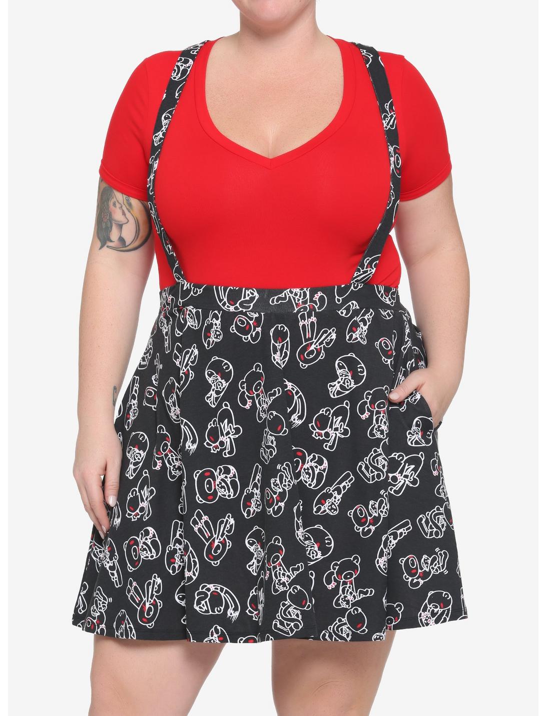 Gloomy Bear Outline Suspender Skirt Plus Size, MULTI, hi-res