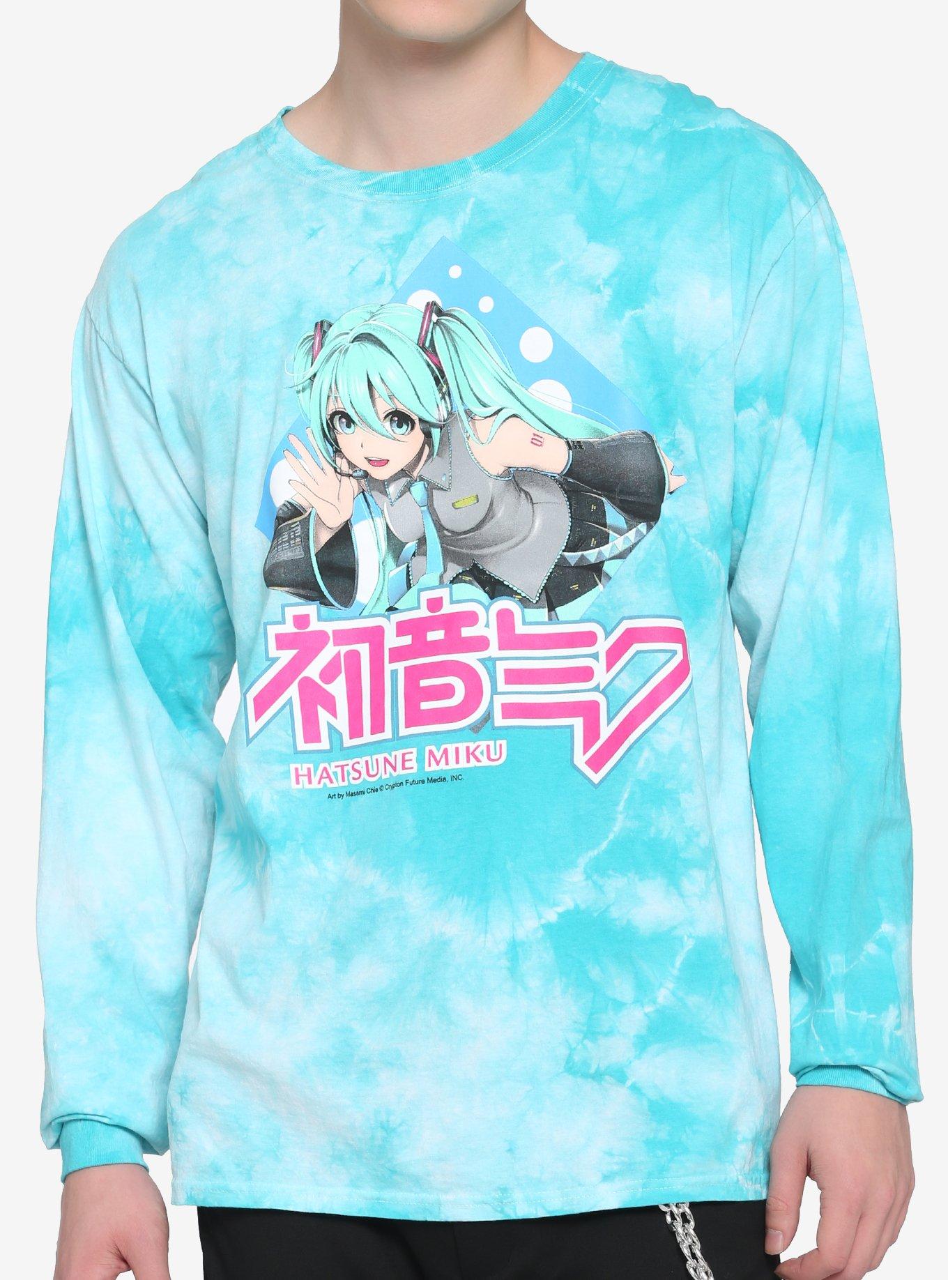 Hatsune Miku Teal Tie-Dye Long-Sleeve T-Shirt, MULTI, hi-res