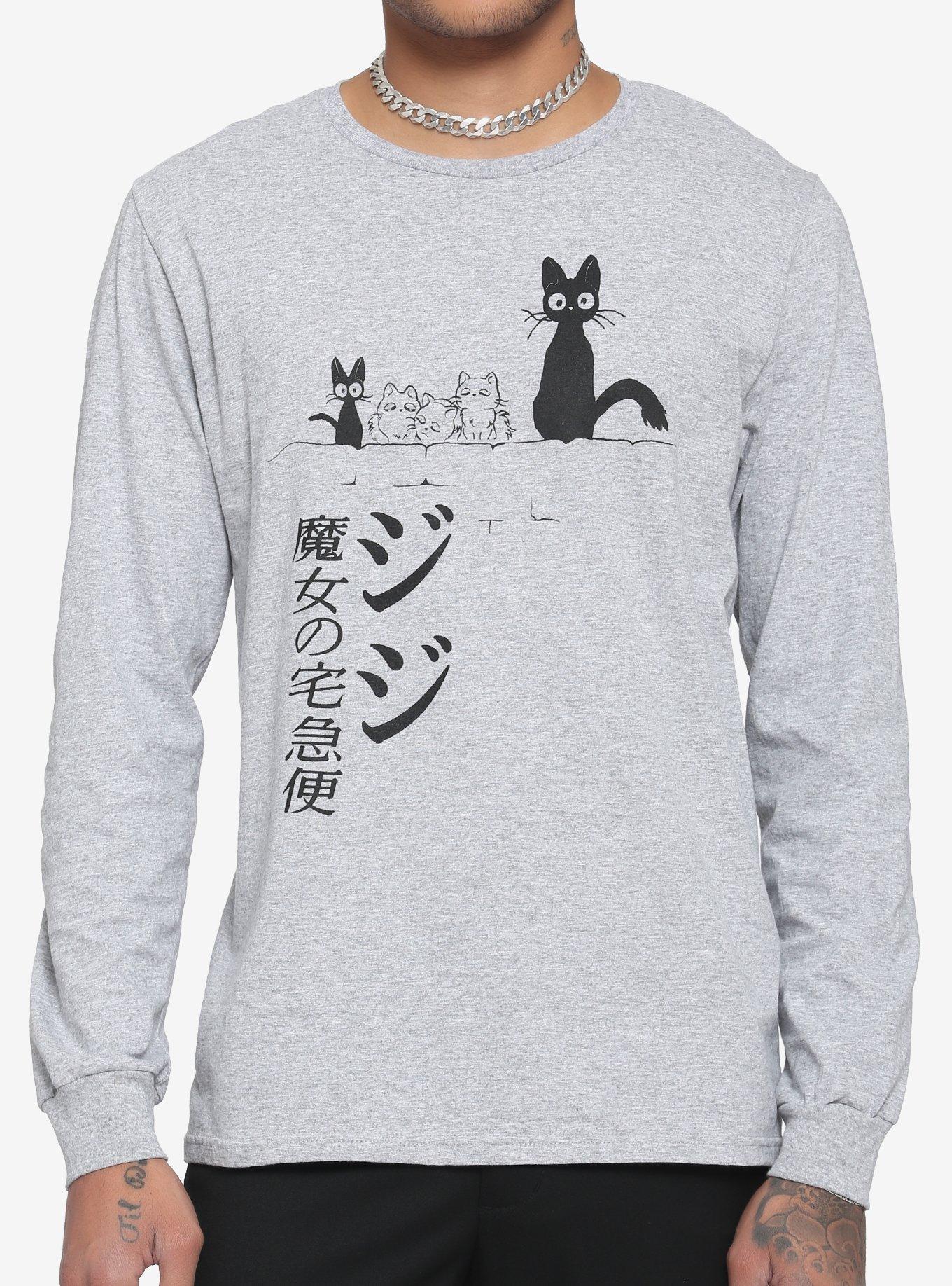 Studio Ghibli Kiki's Delivery Service Jiji & Kittens Long-Sleeve T-Shirt, GREY, hi-res