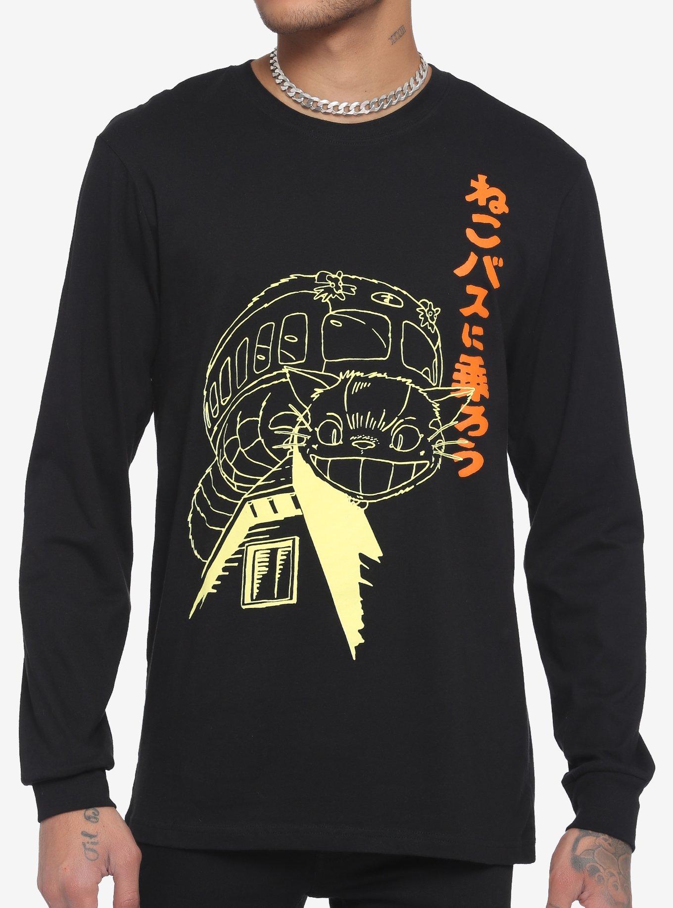 Studio Ghibli My Neighbor Totoro Catbus Drawing Long-Sleeve T-Shirt, BLACK, hi-res