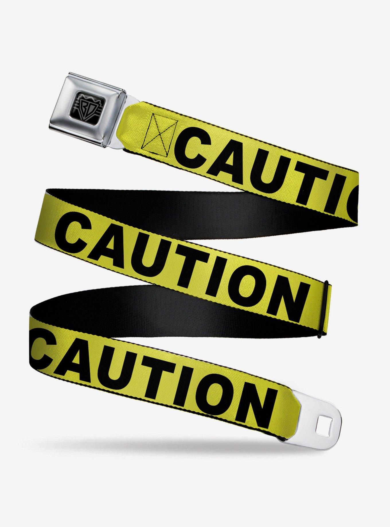 Caution Tape Seatbelt Belt, BLACK, hi-res