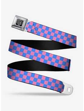 Checker Print Seatbelt Belt Baby Pink Blue, , hi-res