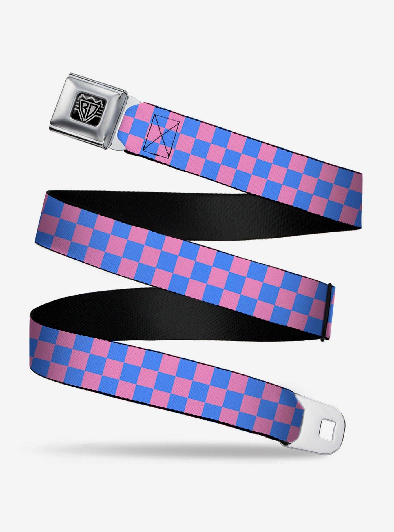 Checker Print Seatbelt Belt Baby Pink Blue, , hi-res