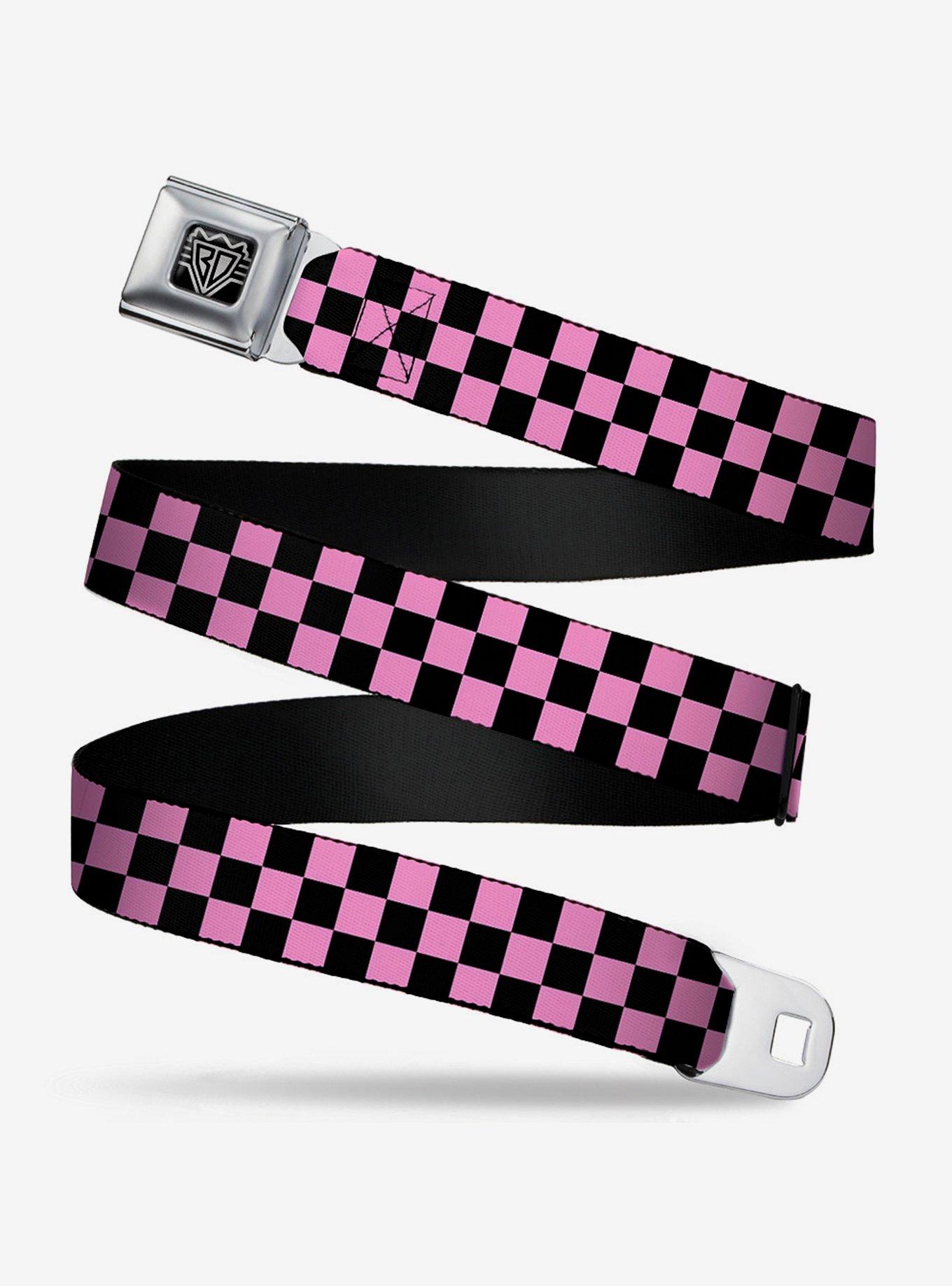 BUCKLEDOWN Checker Print Seatbelt Belt Baby Pink
