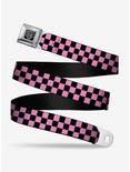 Checker Print Seatbelt Belt Baby Pink, BLACK, hi-res