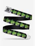 Checker Print Seatbelt Belt Mosaic Green, BLACK, hi-res