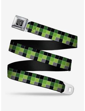 Checker Print Seatbelt Belt Mosaic Green, , hi-res