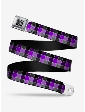 Checker Print Seatbelt Belt Mosaic Purple, , hi-res
