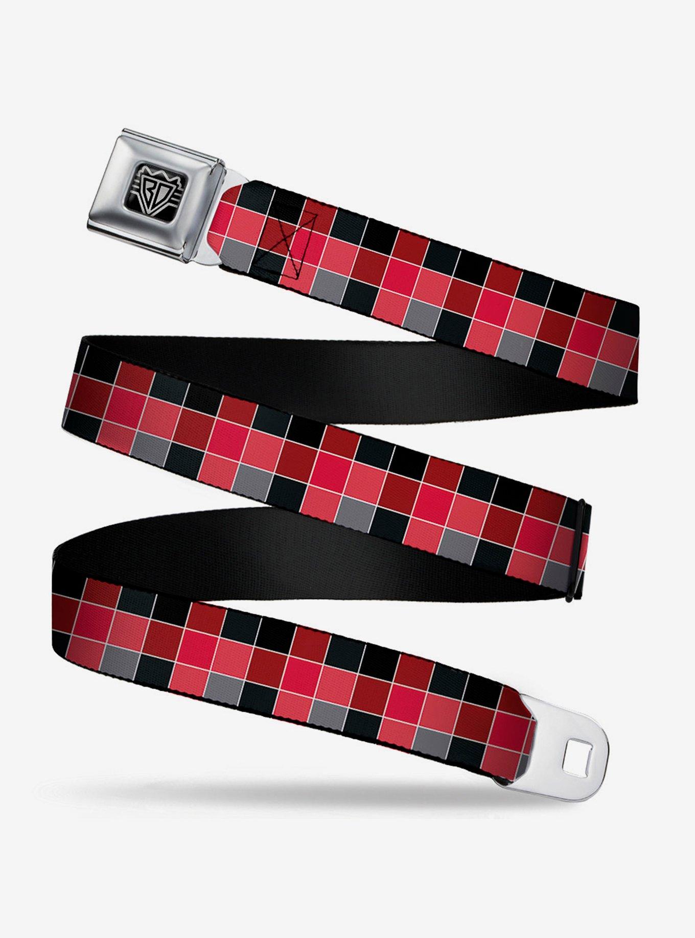 BUCKLEDOWN Checker Print Seatbelt Belt Mosaic Red