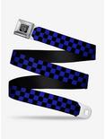 Checker Print Seatbelt Belt Neon Blue, OLIVE, hi-res