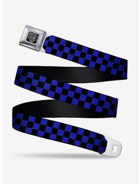 Checker Print Seatbelt Belt Neon Blue, , hi-res