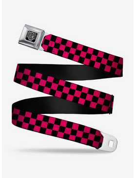 Checker Print Seatbelt Belt Neon Pink, , hi-res
