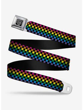 Checker Print Seatbelt Belt Neon Rainbow, , hi-res