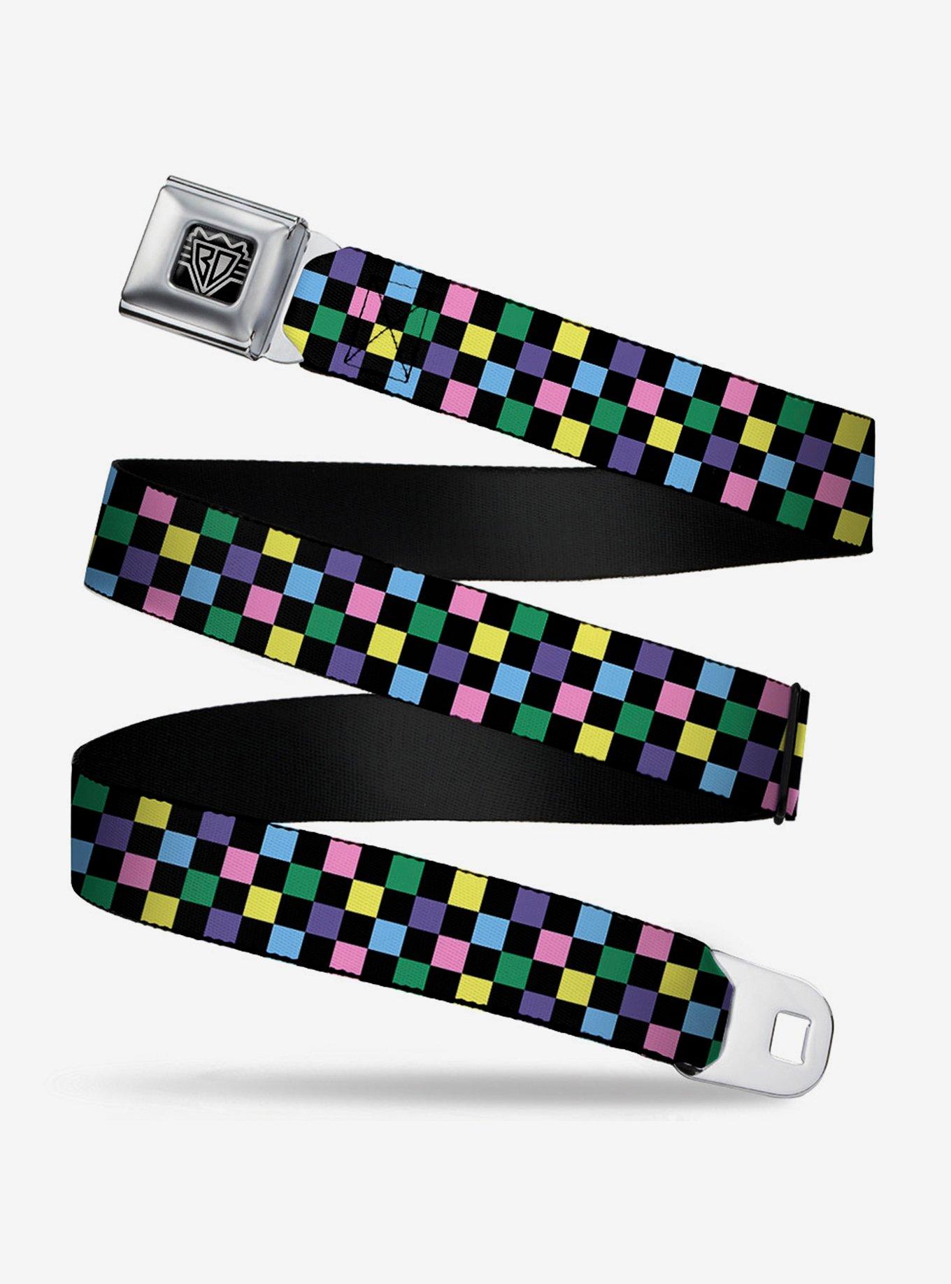 BUCKLEDOWN Checker Print Seatbelt Belt Pastel Multi