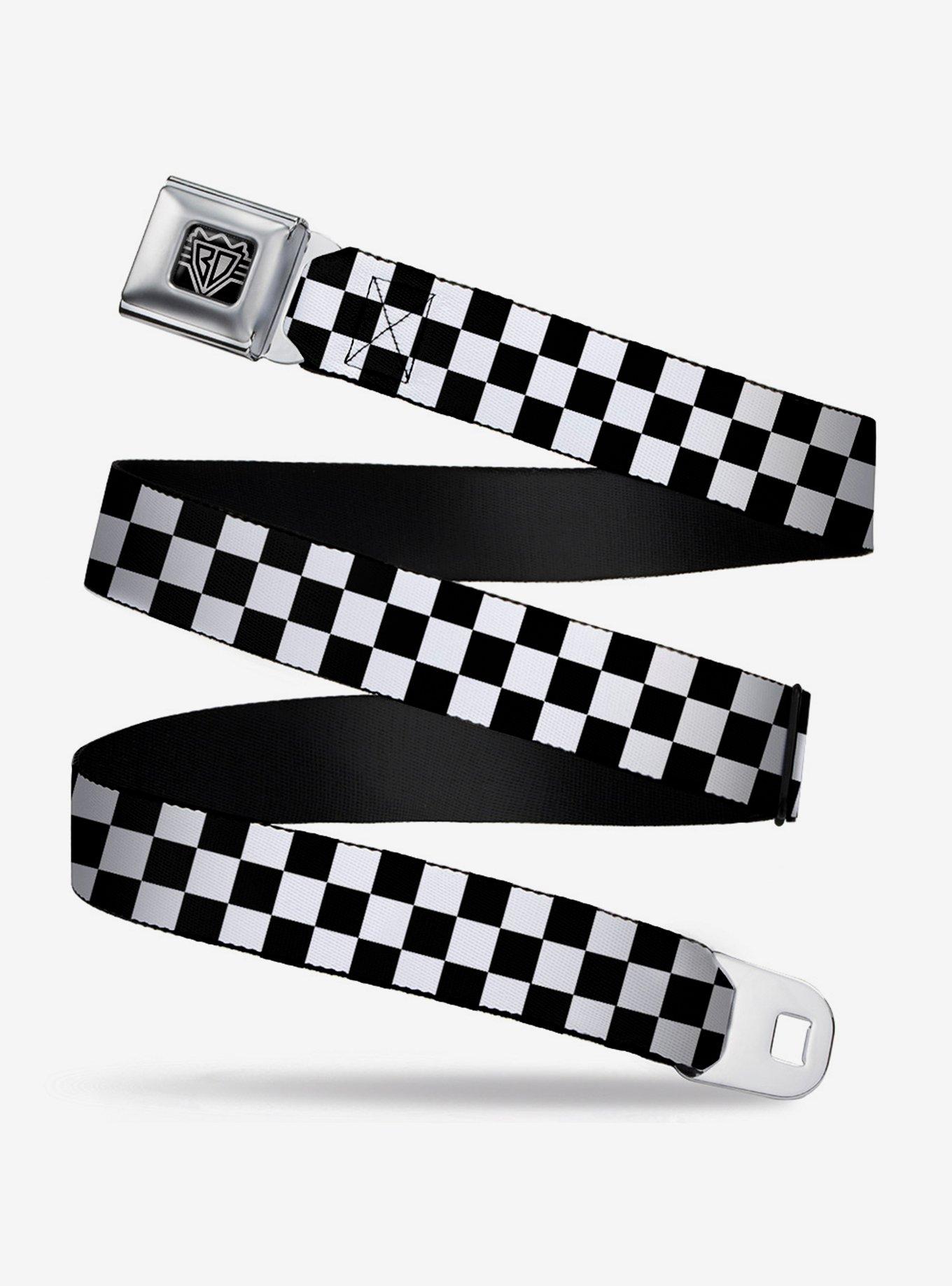 Checker Print Seatbelt Belt, , hi-res