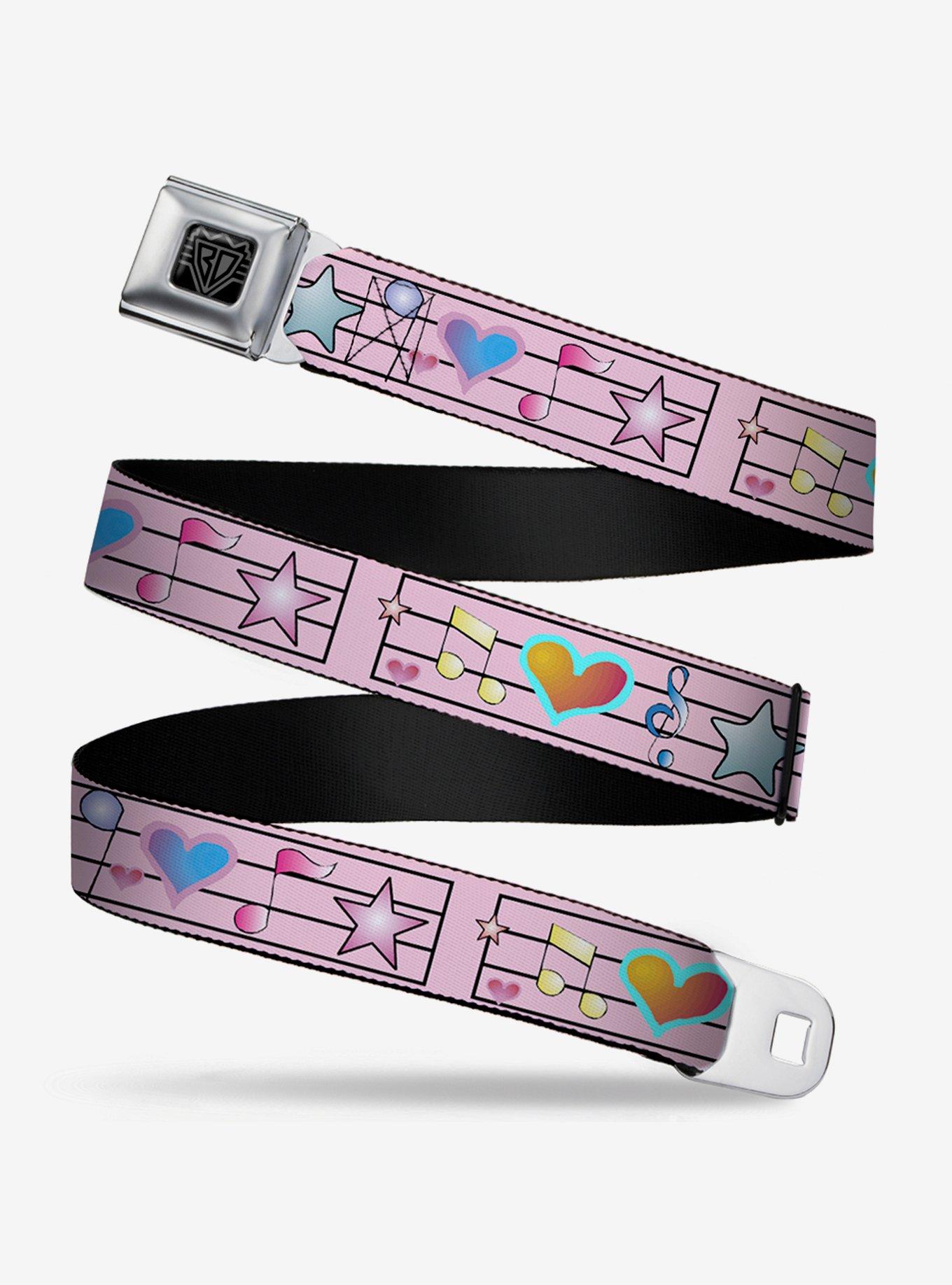 BUCKLEDOWN Music Notes Seatbelt Belt Pink