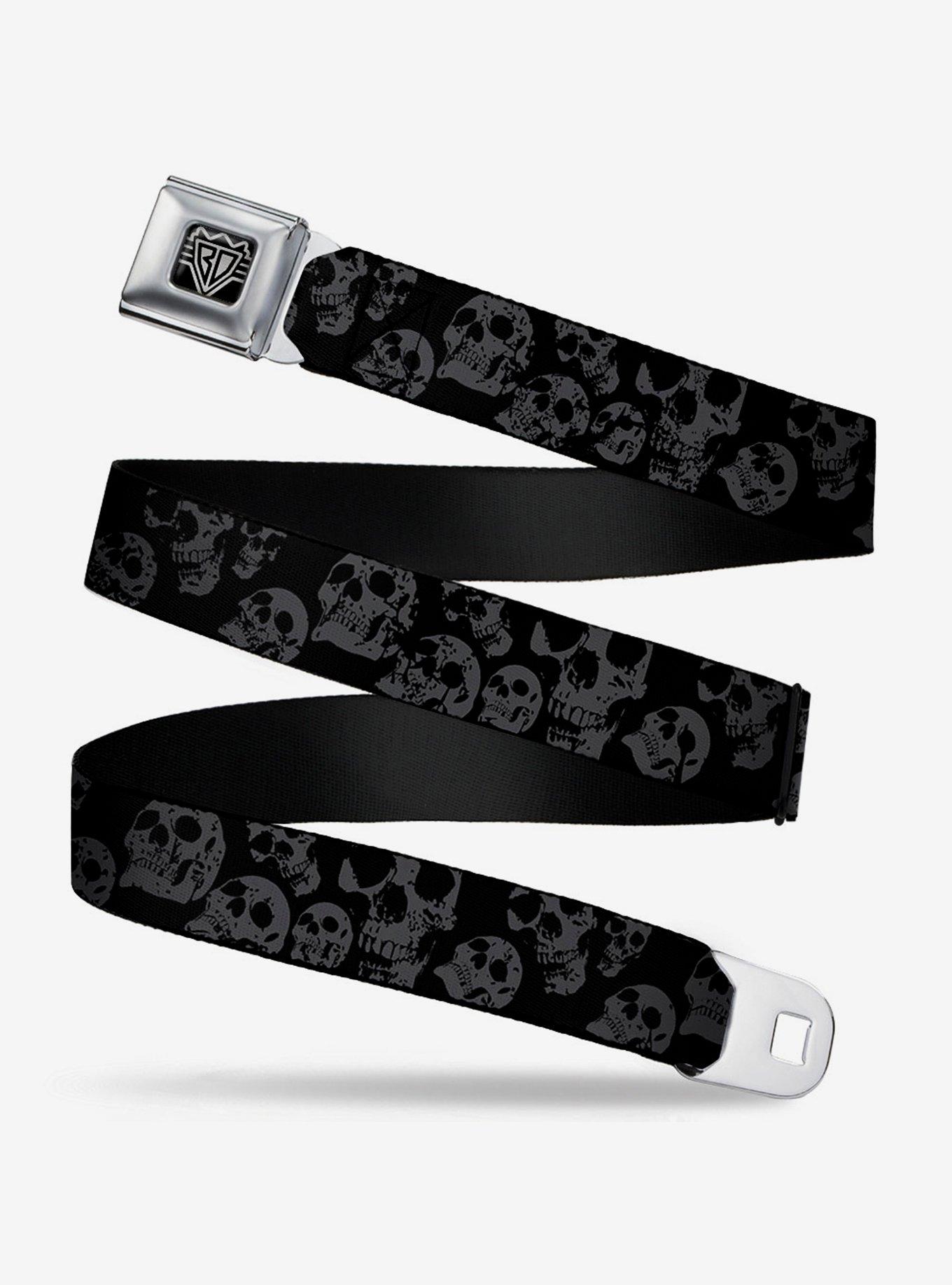 Stacked Skulls Seatbelt Belt, OLIVE, hi-res