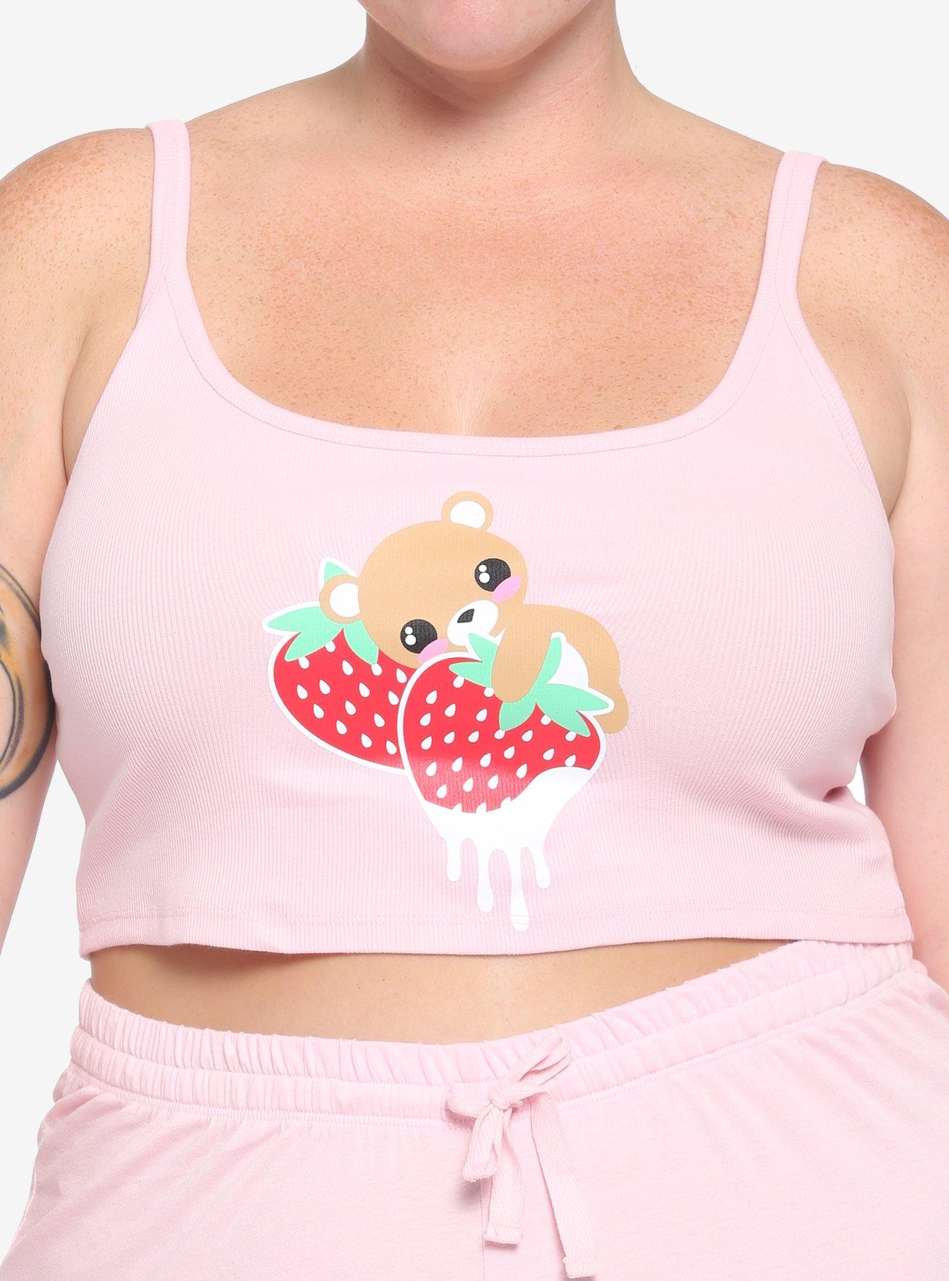 Strawberry Bear Girls Strappy Crop Tank Top Plus Size, MULTI, hi-res