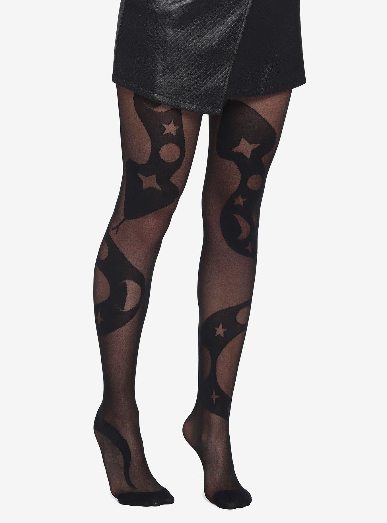 Black Celestial Snake Tights, , hi-res