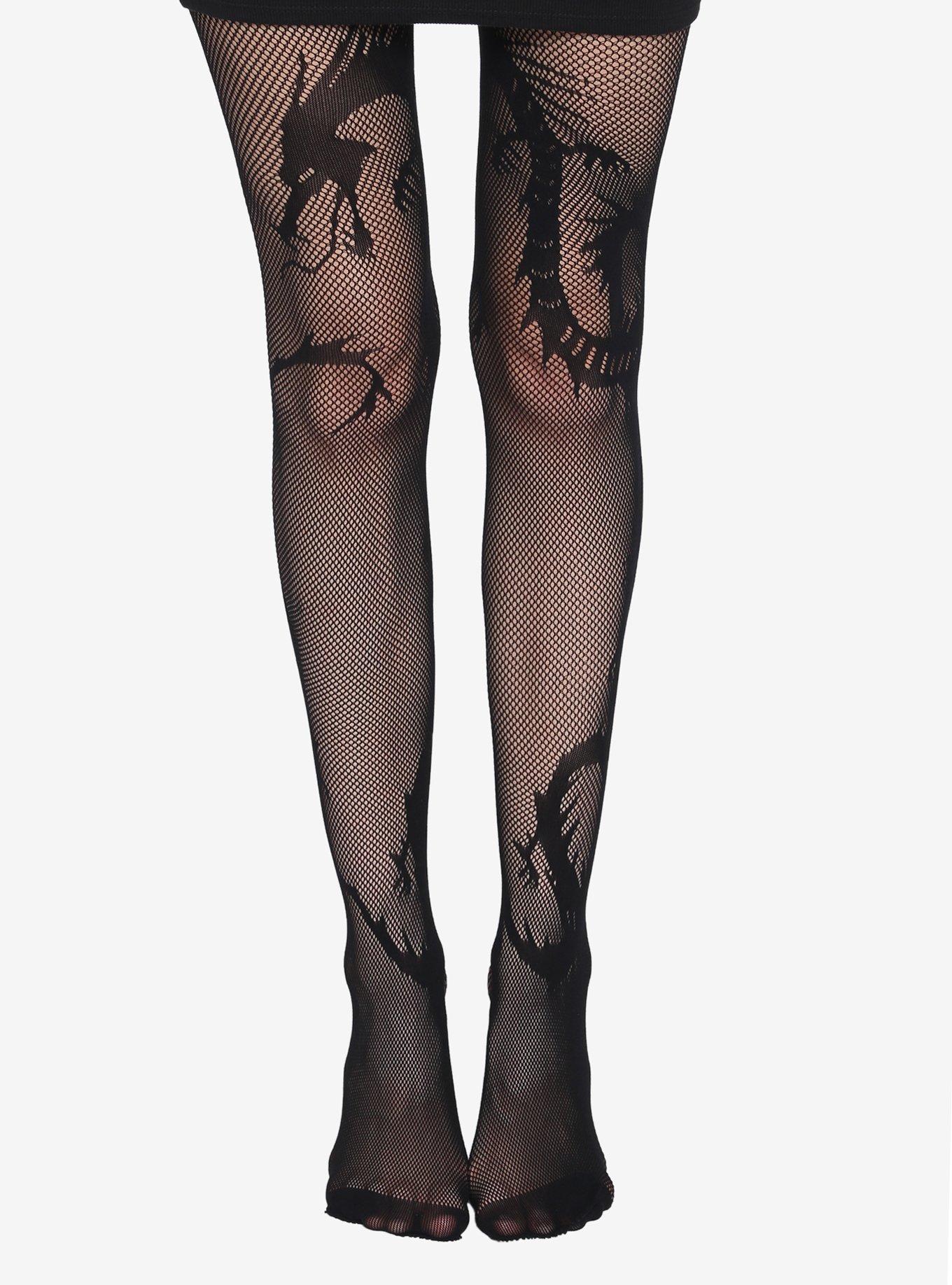 Hot Topic Micro Net Skull Print Tights