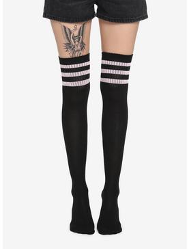 Pink Varsity Stripe Over-The-Knee Socks, , hi-res